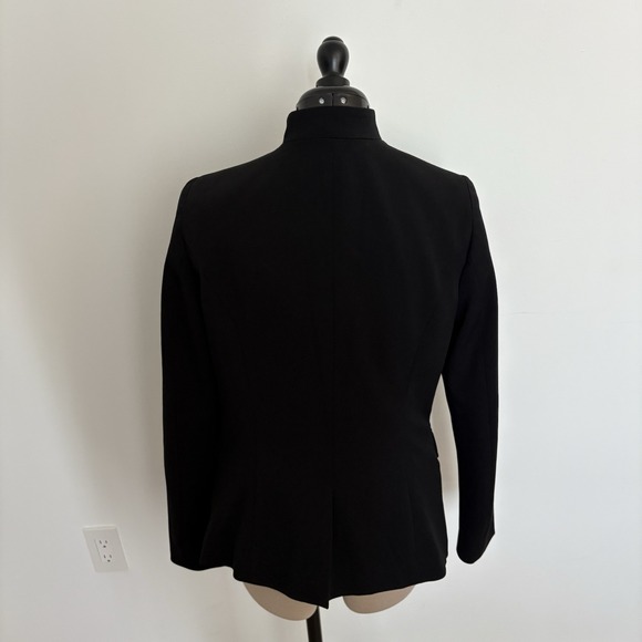WHBM Womens Blazer Jacket Size 8 Black White Stand Collar Long Sleeve Career - Picture 2 of 15